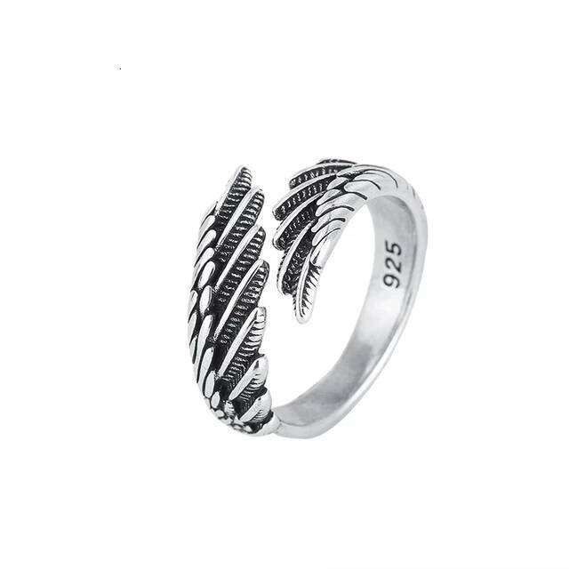925 Sterling Rings Fashion Hip Hop Vintage Couples Creative Wings Design Thai Silver Party Jewelry Birthday Gifts H260312