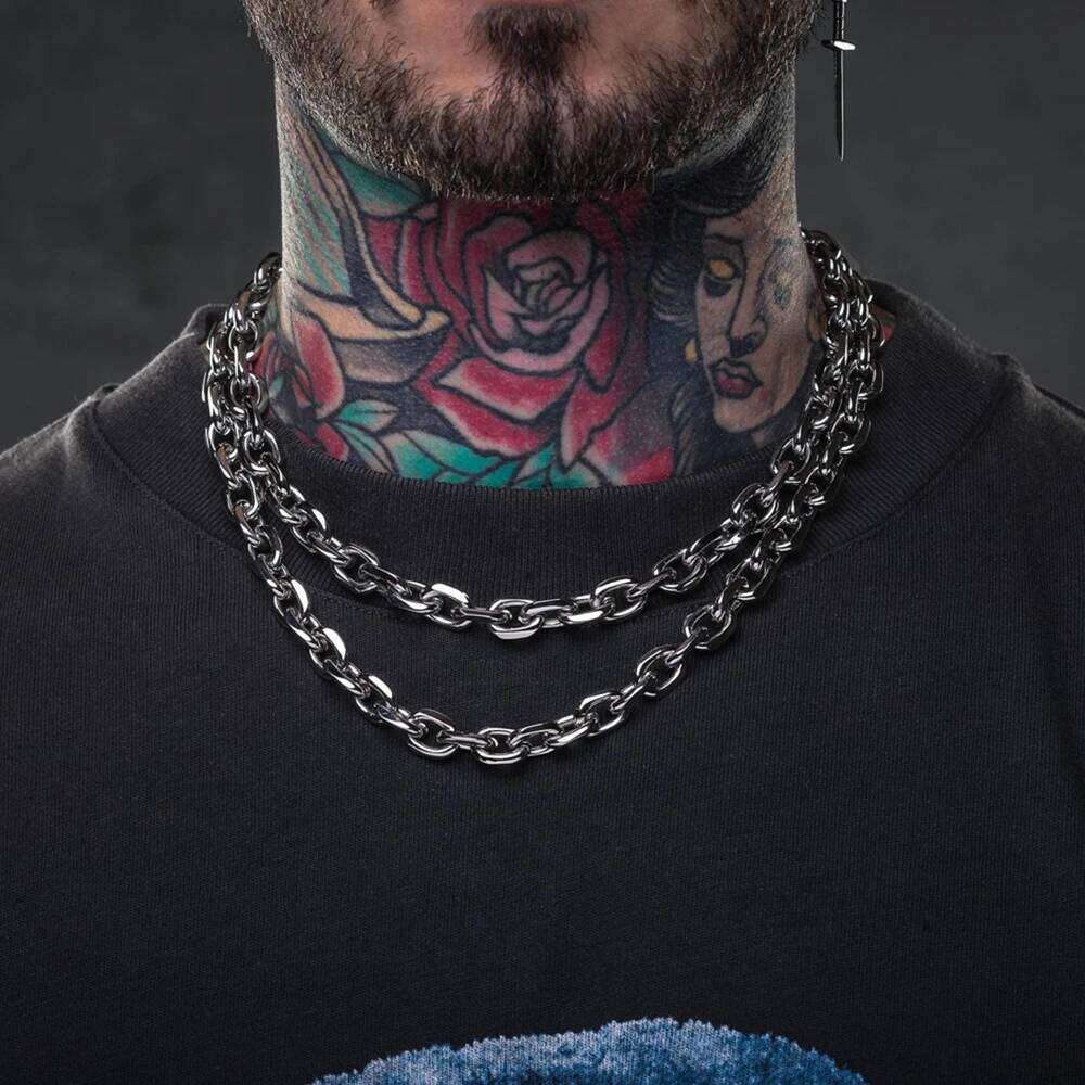 8mm Chunky Bevelled Cable Link Chain Stainless Steel Grunge Jewelry Punk Gothic Necklace Gift for Him H260312