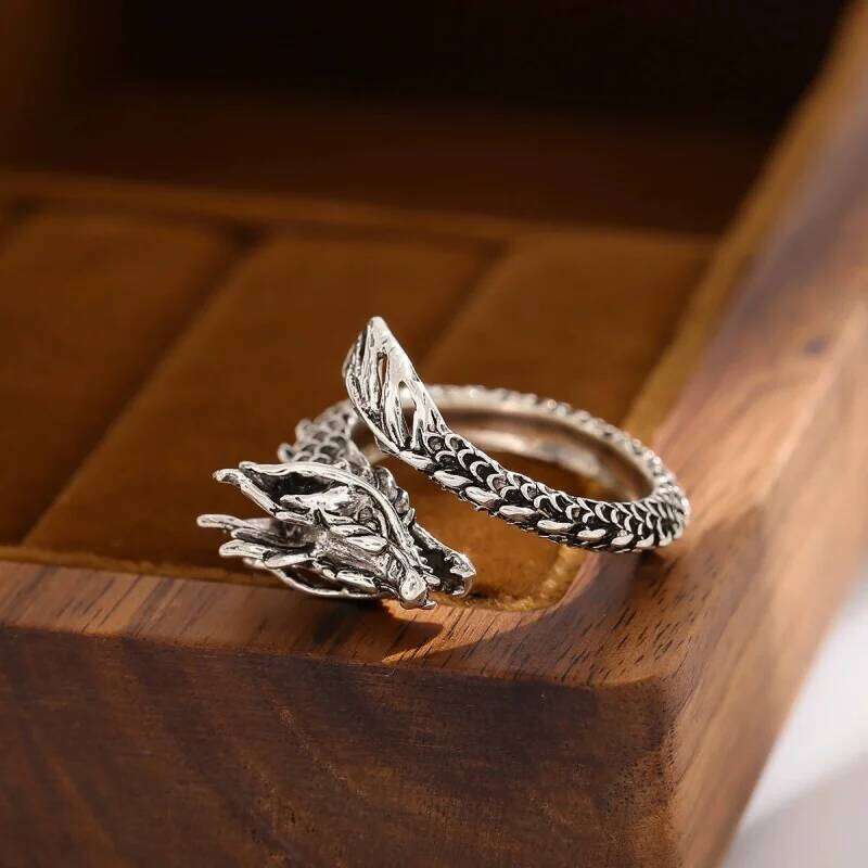 Hot selling new 925 sterling silver retro domineering Chinese dragon creative personality open ring fashionable and exquisite H260312