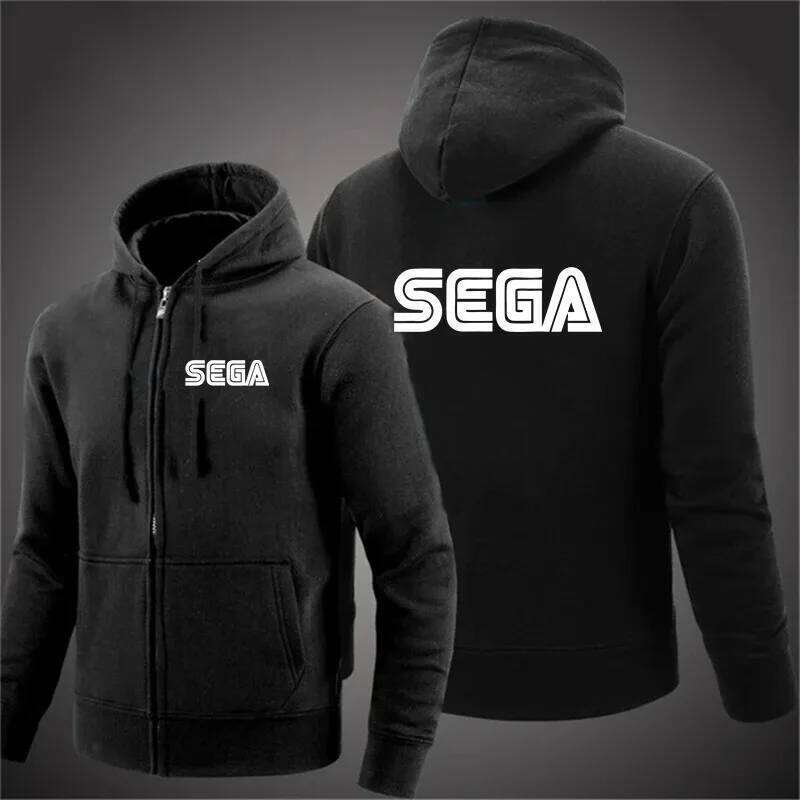 Men's Sega Zipper Casual Hoodie Outdoor Sports Shirt Top Z260314