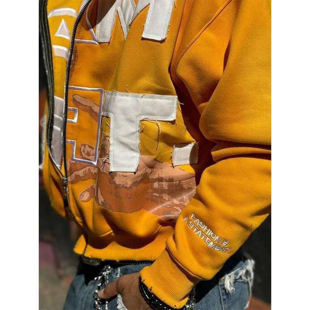 Trendy Baggy Hooded Cardigan Mens Y2K Pattern Print Loose Zip-up Hoodie Sweatshirt Men Spring Hip Hop Long Sleeve Hoodies Unisex Z260314