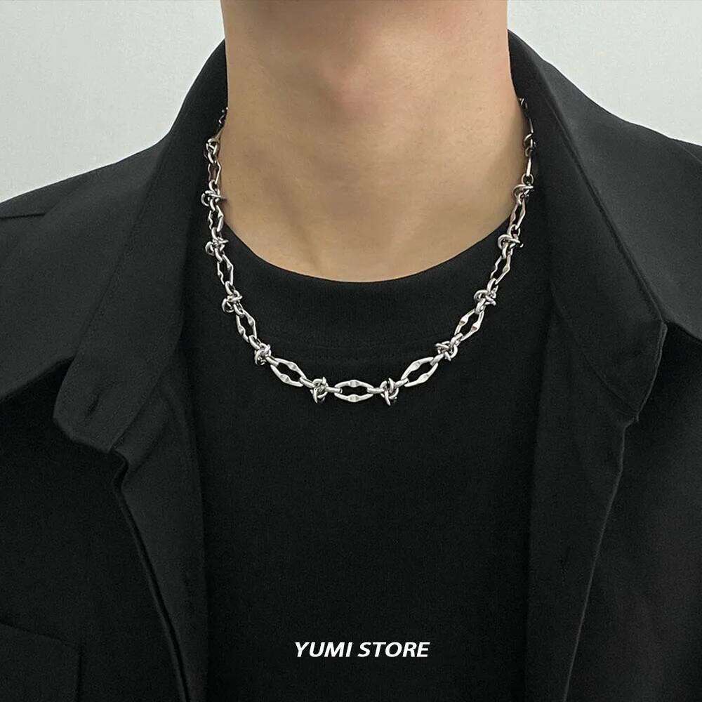 Hip Hop Titanium Steel Geometric Necklace For Man Woman No Fade Punk Irregular Sweater Chain Choker Jewelry Wholesale H260312
