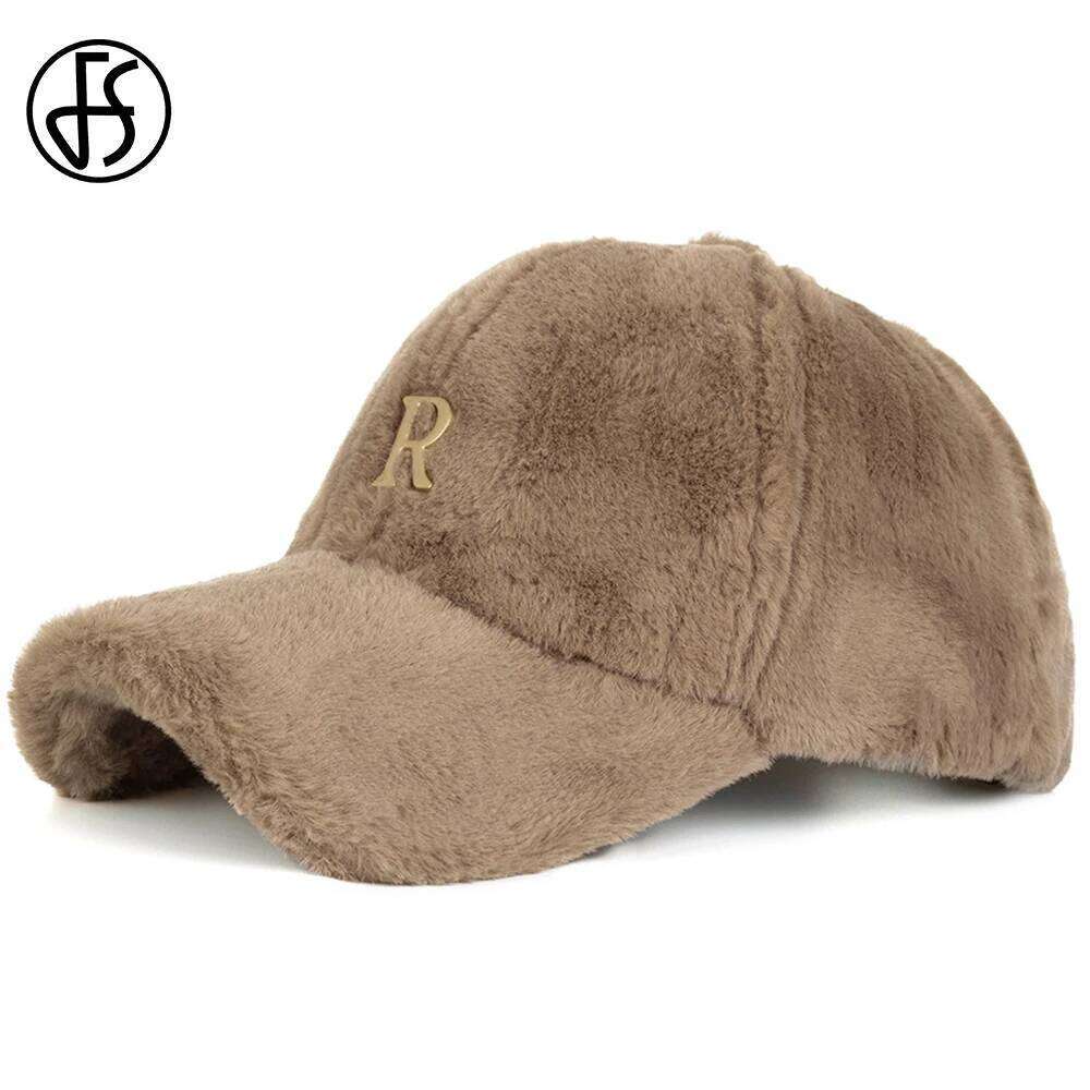 FS Khaki Beige Warm Baseball Cap For Men Luxury Big Letter Women Caps Windproof Plush Winter Hat Outdoor Sports Golf Hats Bone Z260313