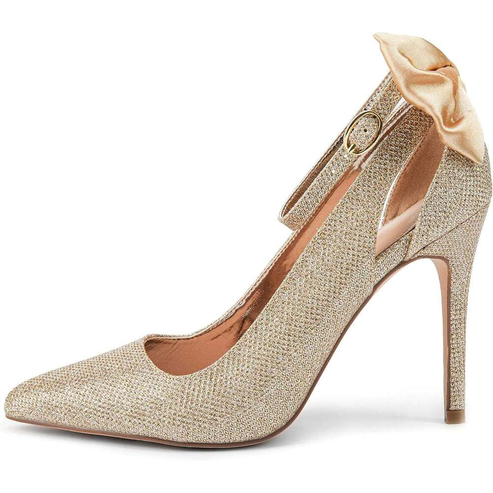 Womens High Heels Bow Tie Back Sexy Stiletto Ankle Strap Wedding Dress Pumps Shoes MOJIDASHU