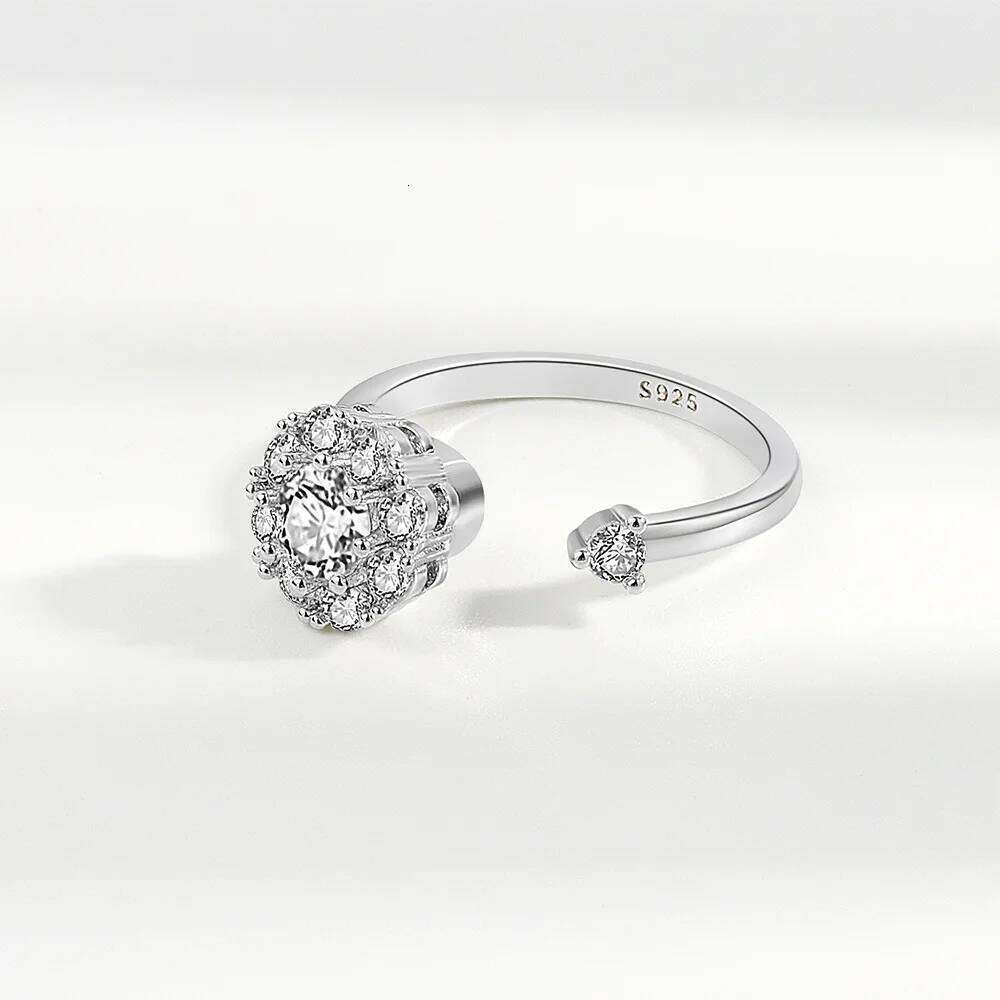 Sunflower Rotating Anxiety Ring For Women Spinner Fidgets Adjustable Open Rings Cute Animal Butterfly Turtle Bague Anti Stress H260312