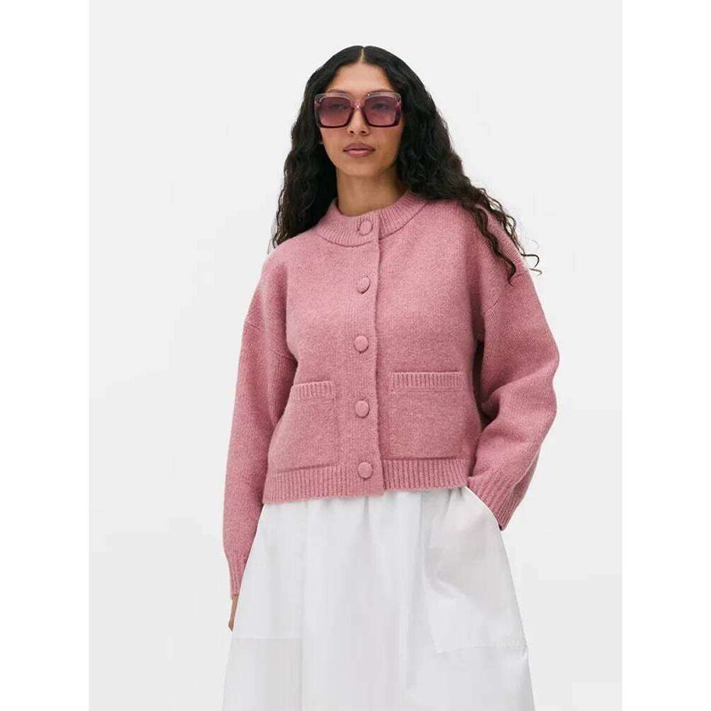 Casual Solid Knitted Cardigan Women O-neck Long Sleeve Single-breasted Pocket Sweater 2025 Autumn Lady Daily Knitwear Z260313