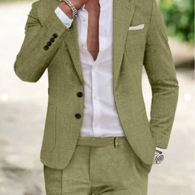 2025 Spring New Men Digital Print Casual Suit Set Jacket Pants Two Piece Cross Border Trade M260313