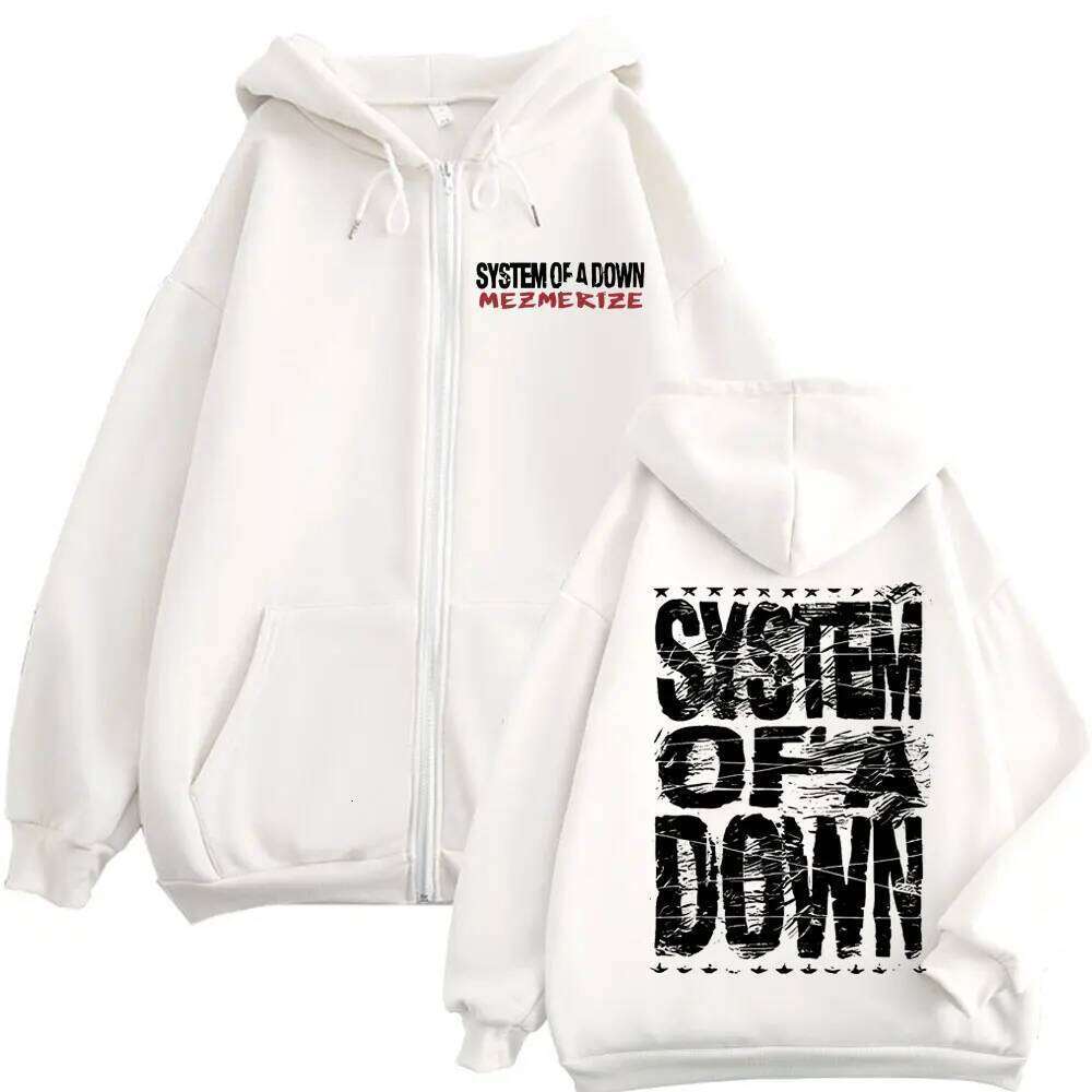 System of A Down Mezmerize Merch Zipper Hoodie Alternative Metal Music Zip Up Sweatshirts Rock Hip Hop Vintage Pullovers Unisex Z260314