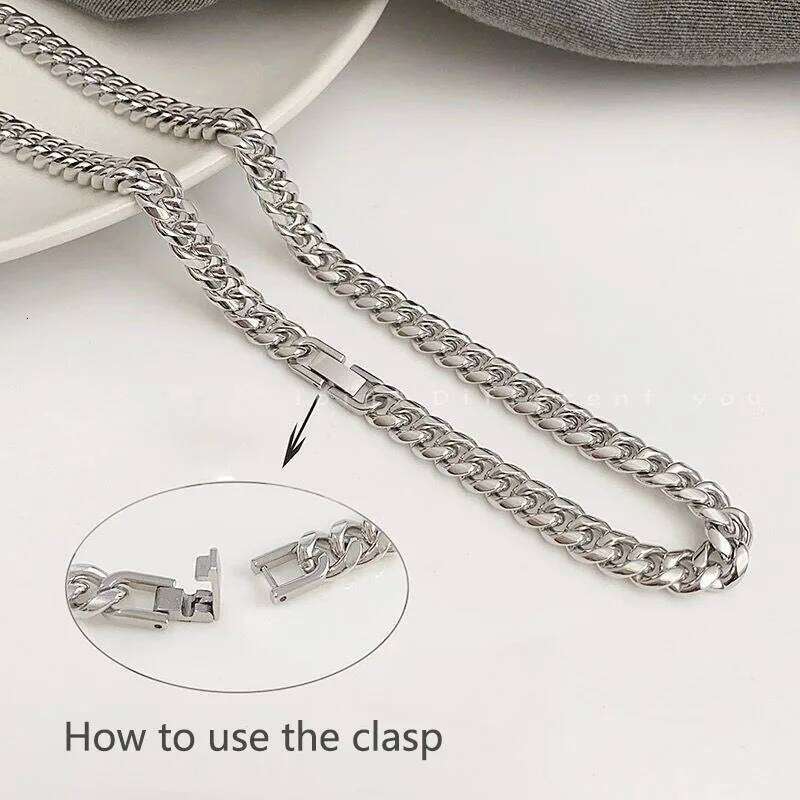 6/8 MM Stainless Cuban Necklace for Men Women Hiphop Punk Neck Classic Cuba Necklaces Male Steel Chains New H260312