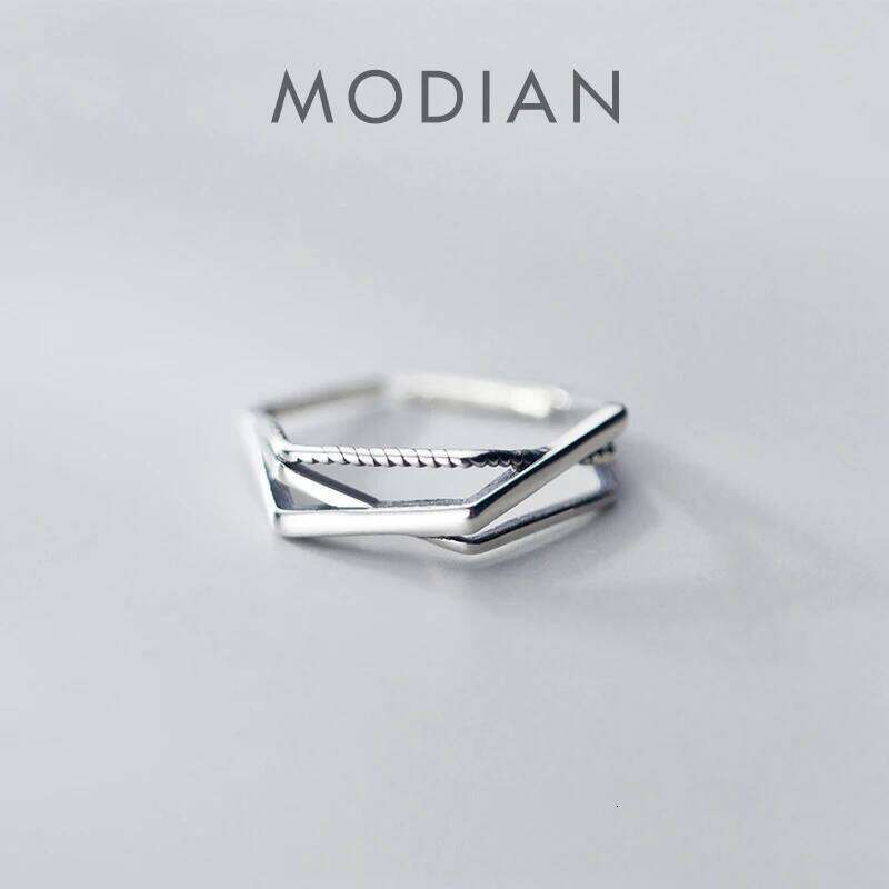 Modian Irregular Geometric Cross Line Authentic Sterling Silver 925 for Women Free Size Simple Ring Fine Jewelry Bijoux H260312