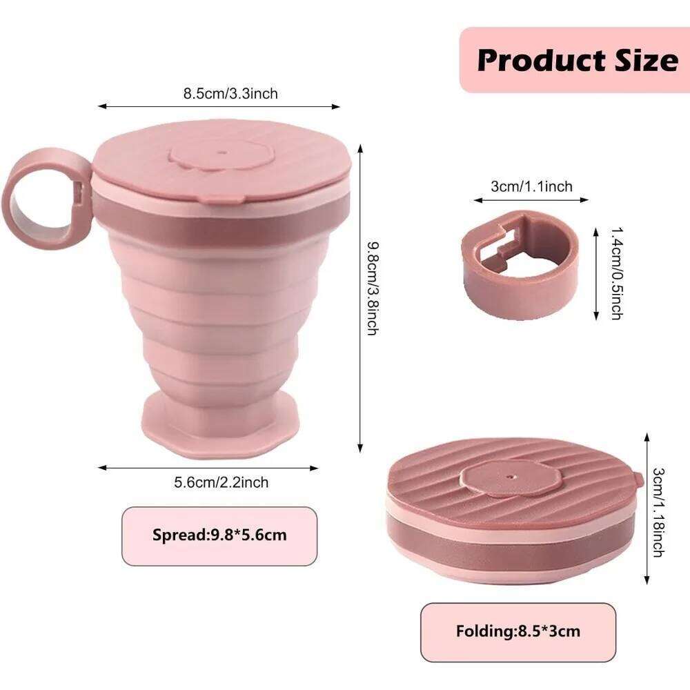 Plastic Folding Reusable Silicone Coffee Cup, Portable Cup Set, Suitable for Camping and Hiking Easy To Clean Z260314