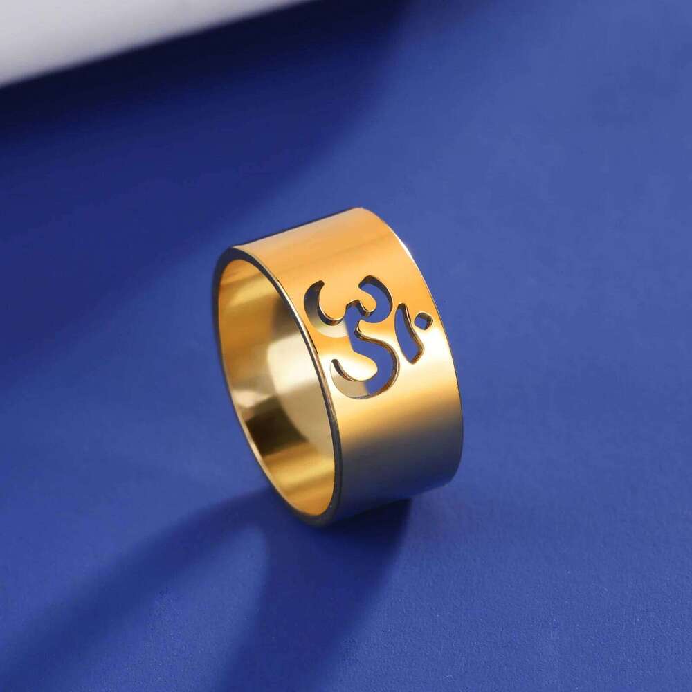 LIKGREAT Buddhism Indian Yoga Om Symbol Rings for Women Stainless Steel Supernatural Religious Talisman Amulet Jewelry Gifts New H260312