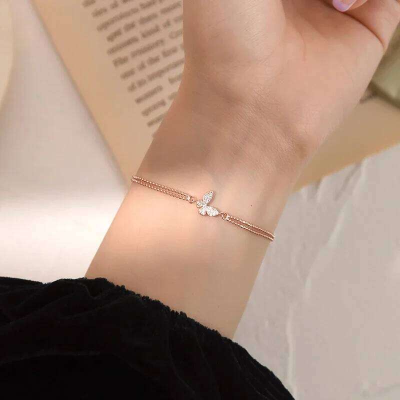 Sweet Shining Zircon Butterfly For Women Anti-allergic Silver Color Chain Bracelet With S925 Stamp Gift S-B401 Z260313