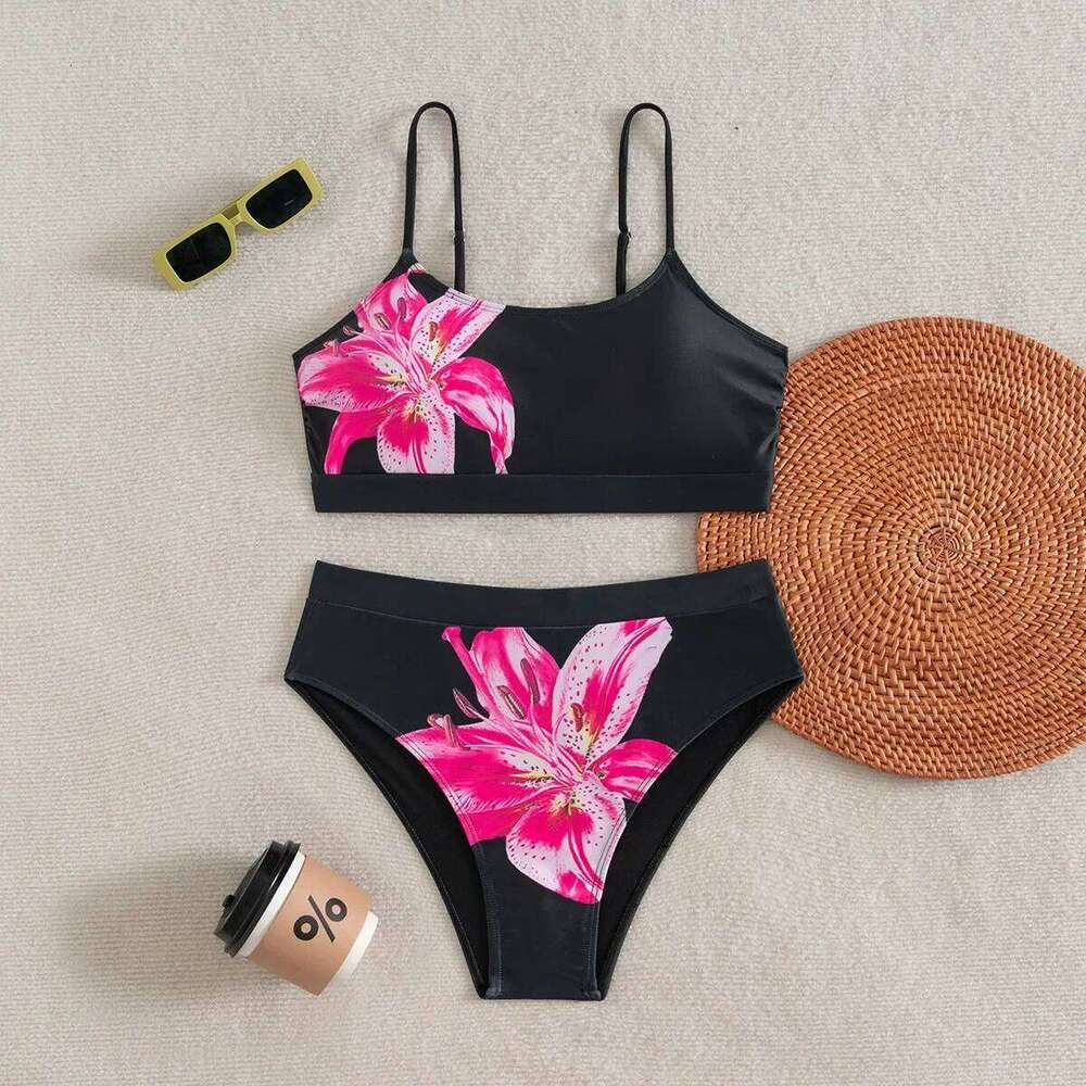 2025 New Printed U-shaped High Waist Bikini Sexy Split Swimsuit Women Swimwear M Y260303