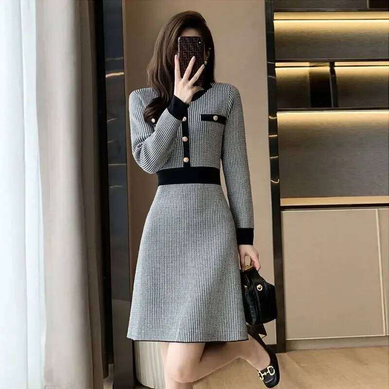 Woman Knitted Dress New In Autumn and Winter Crochet Dresses for Women Long Sleeve Cheap Casual Elegant Pretty Korean Style G X Z260314