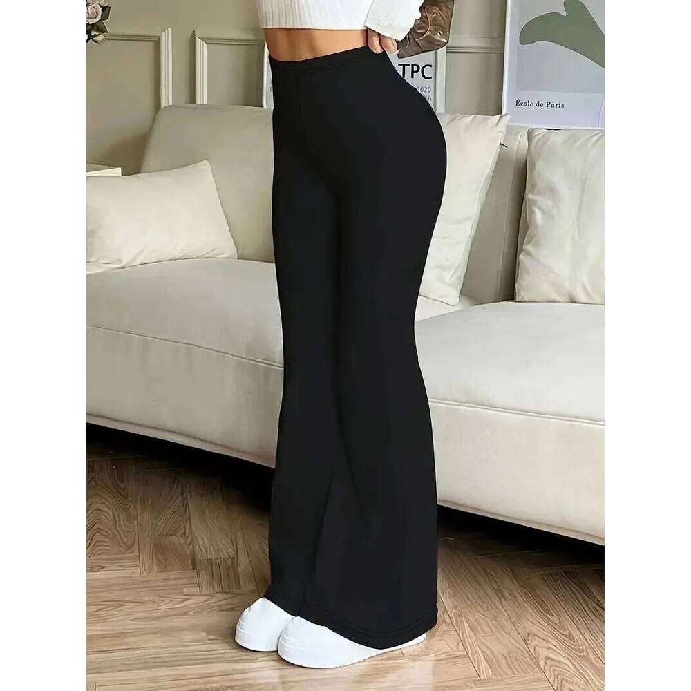 Women's High-Waisted Yoga Flared Pants Black Sexy Leggings Casual Trousers Comfortable Stretchy Bottoms for Fitness And Exercise 26Y0313