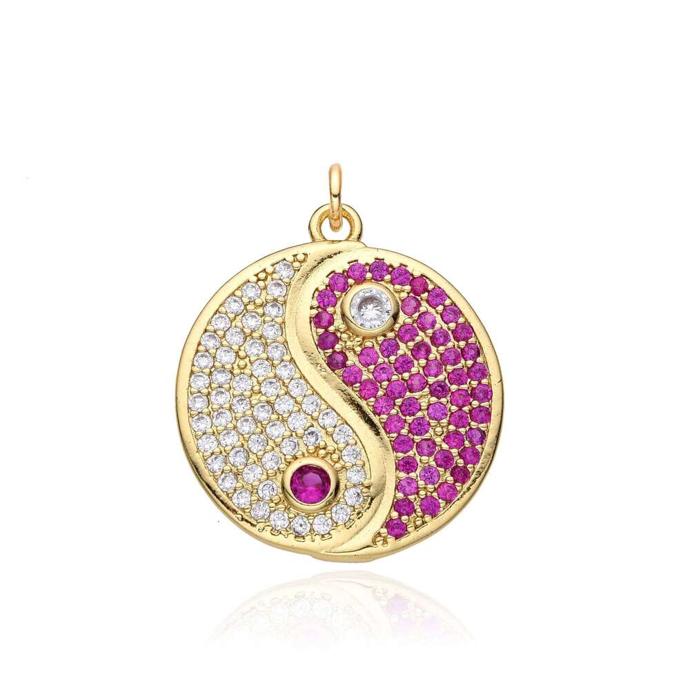Colorful Inlaid Zircon Yin Yang Charms Eight Trigrams Necklace for Women Tai Chi Diagram Pendant Jewelry Making DIY Accessories H260312