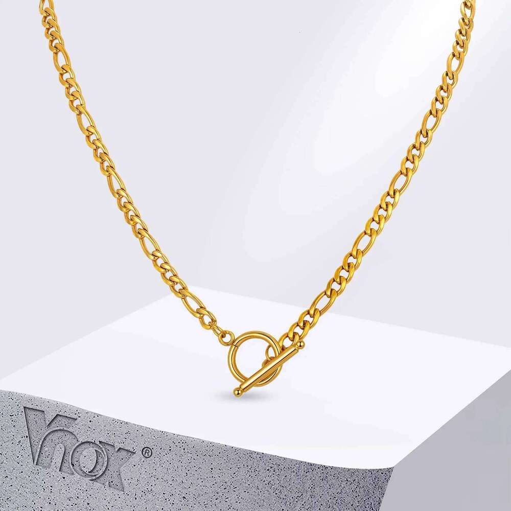 Vnox 50cm Stainless Steel Necklaces for Men Women, OT Buckle Link Choker, Classic Party Jewelry Accessories Chain H260312