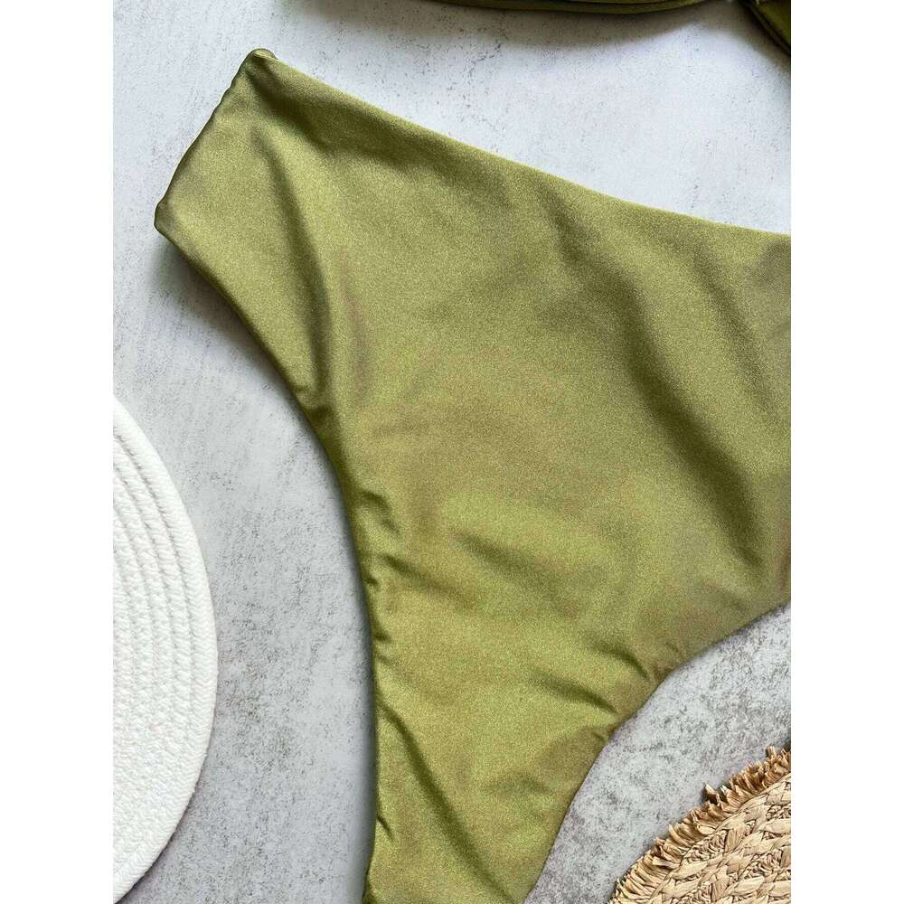 Bandeau Push Up Women Swimsuits Sexy Female Swimwear Brazilian Bikini Set Thong Biquini Swim Suits Solid Beachwear 26H0313