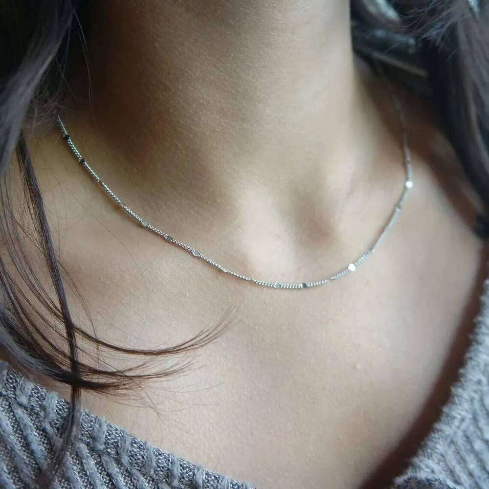 K Gold/Silver Plated Satellite Choker Shining Dots Station Sparkle Necklace Link Chain Exquisite Jewelry for women H260312