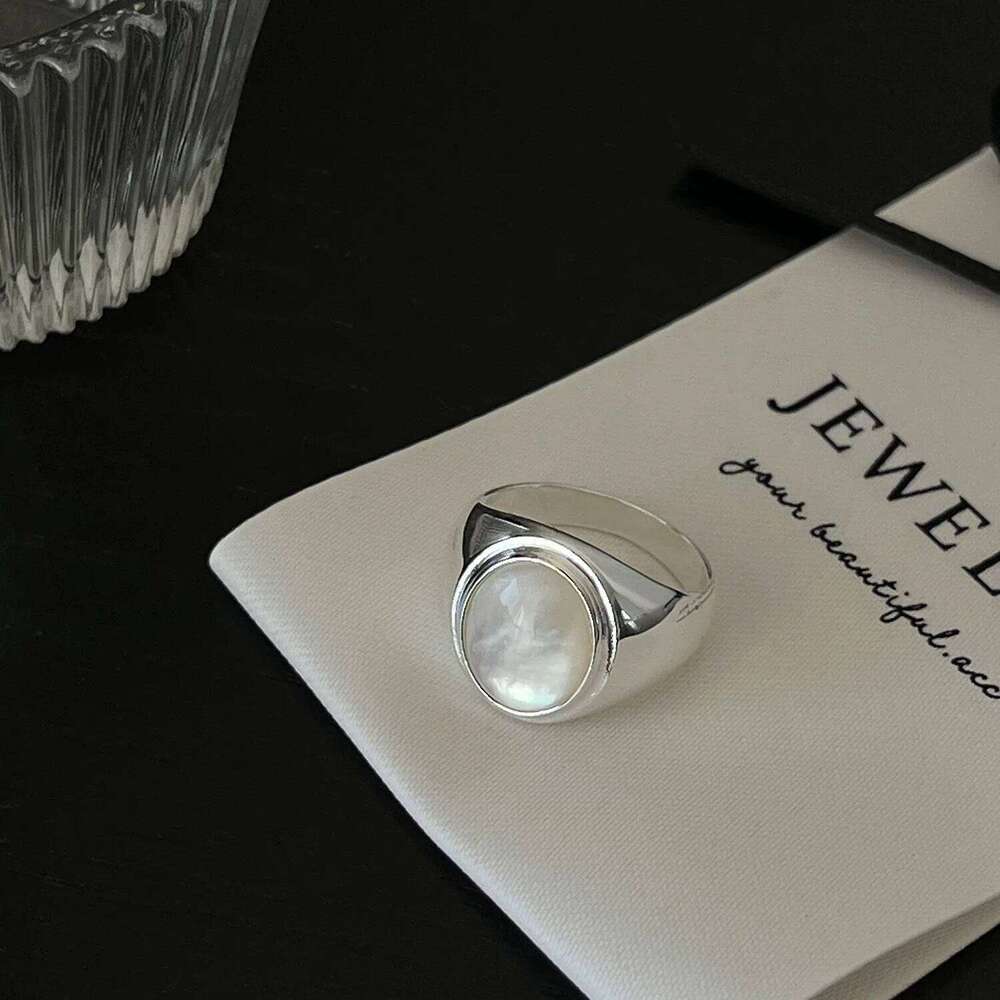 925 Sterling Silver Rings For Women Vintage Handmade Adjustable White Stone Ring Fashion Band Female Bijoux Gift H260312