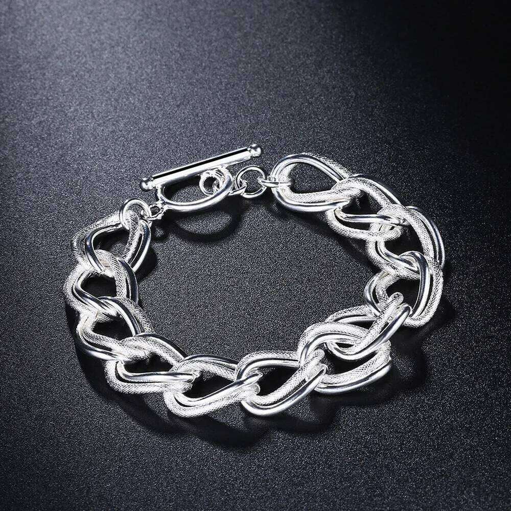 925 Sterling Silver beautiful Double twist chain Bracelets For Women fashion party Wedding accessories Jewelry Holiday gifts Z260313