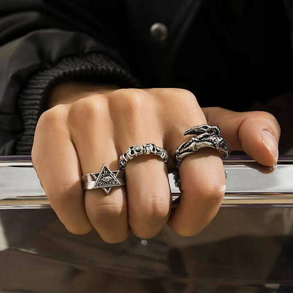 Vintage Cool Claw/Geometry Rings Set for Men Trendy Daily Street Finger Ring Accessories on Hand 2024 Fashion Jewelry Male Gifts H260312