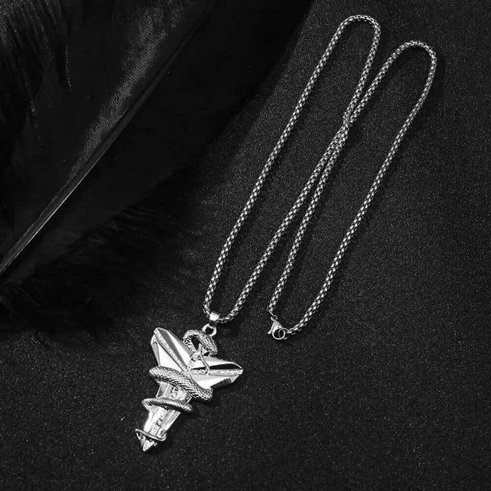 Simple Fashion Trend Vintage Animal Viper Black Mamba Cross Men Boys Pendant Necklace Charm Basketball Fan Memorial PartyJewelry H260312