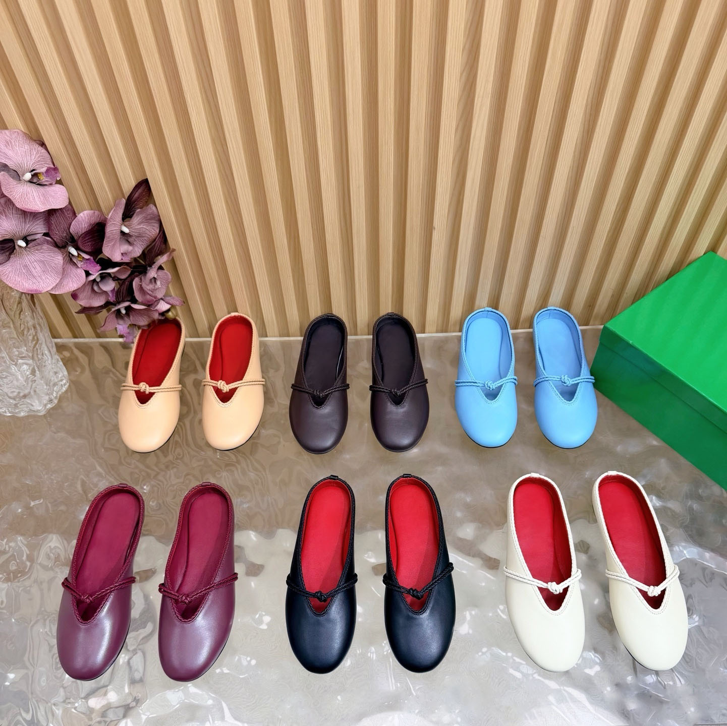 10A Women's Designer Flat Small Lambskin Ballet Shoes with Round Leather Trims, Handmade Woven Trims, Round Toe, Flats, Classic Outdoor Casual Shoes with Box