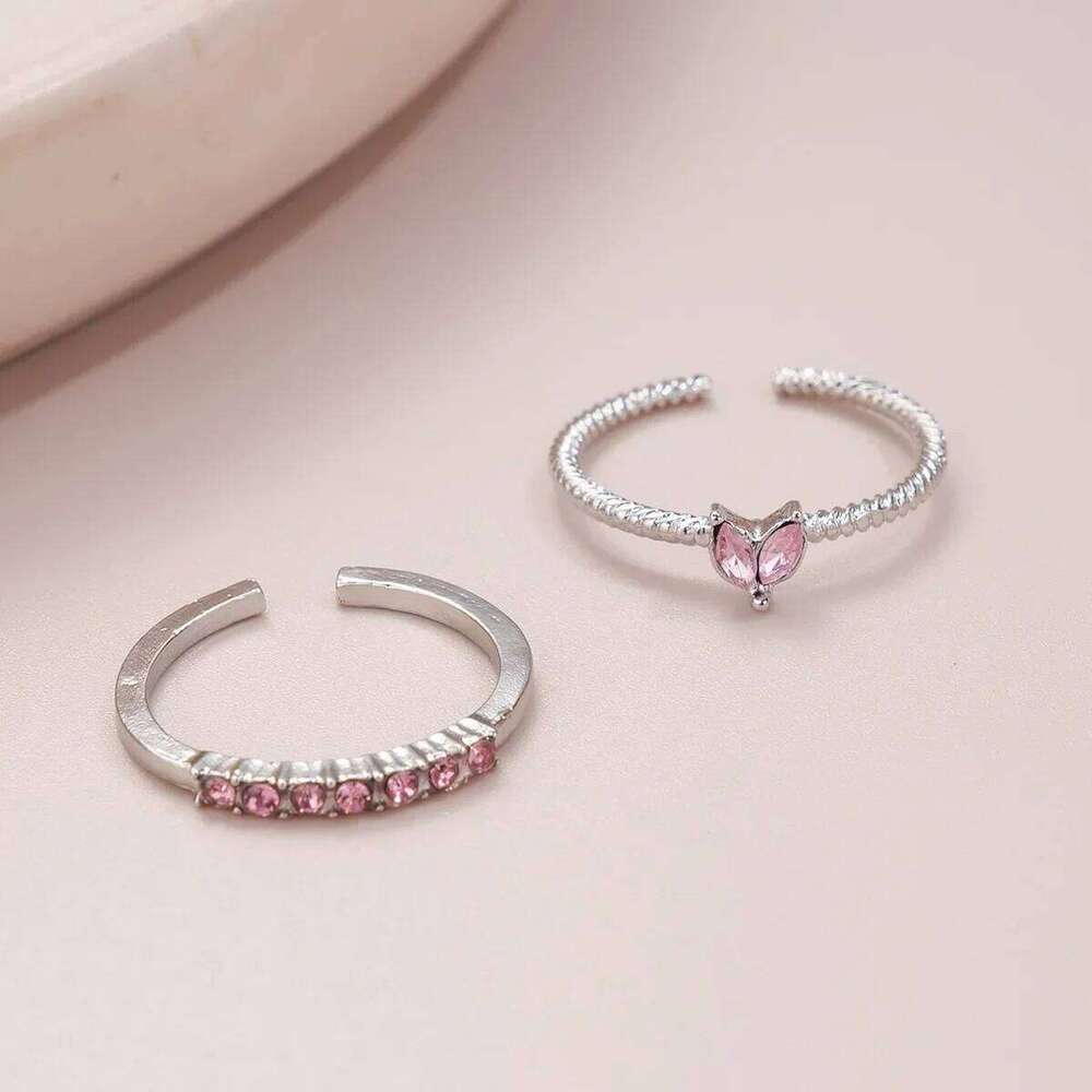 Luxury Zircon Heart Rings for Women Opening Adjustable Weave Rhinestone Ring Engagement Wedding Jewelry Fashion Girlfriend Gifts H260312