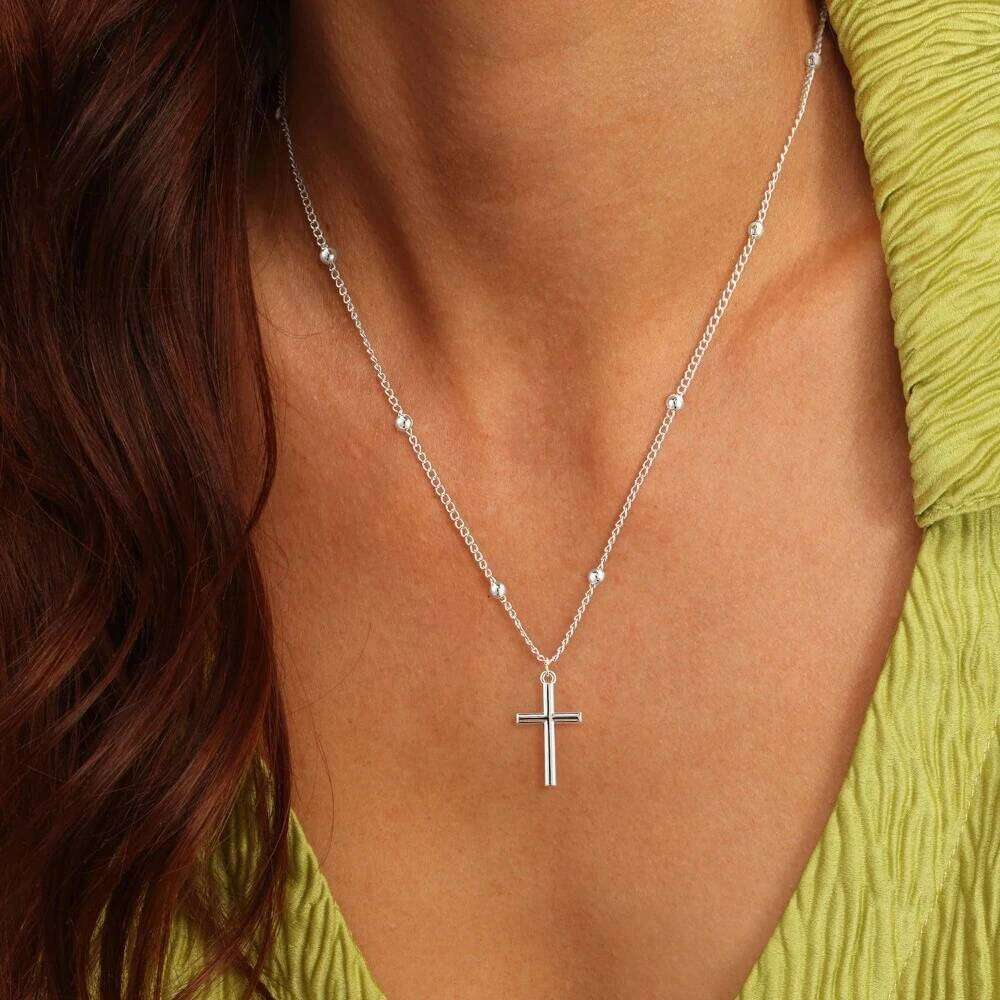 Gold Silver Color Cross Pendant Necklace Fashion Exquisite Metal Alloy Chain Drop Necklaces Religous Jewelry for Women Men Gifts H260312