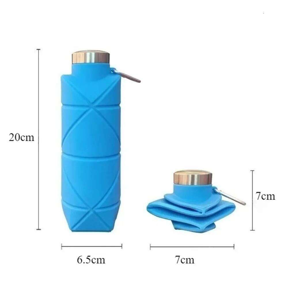 Diamond-Shaped Folding Silicone Water - Food-Grade Portable Outdoor Sports Travel Bottle Z260314