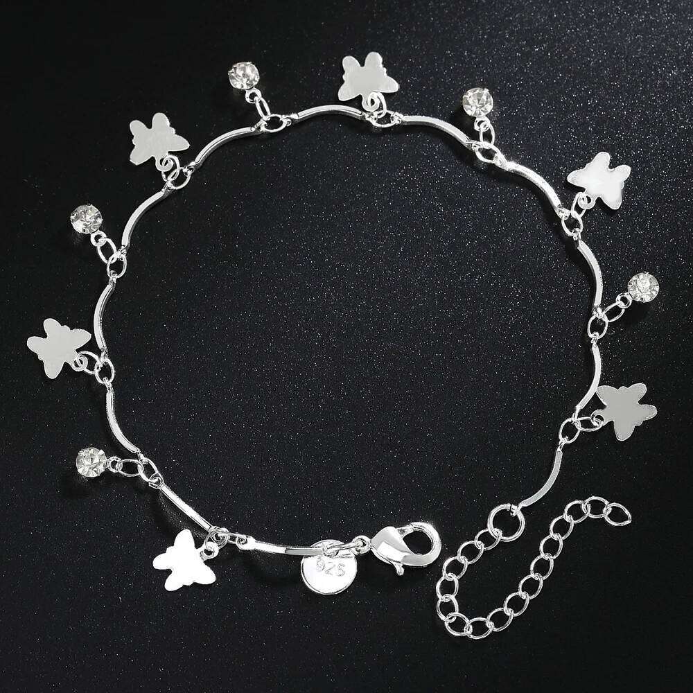 Charm 925 Sterling Silver Bracelets for Women zircon butterfly Chain elegant Fashion Wedding Party Christmas fine Jewelry Z260313