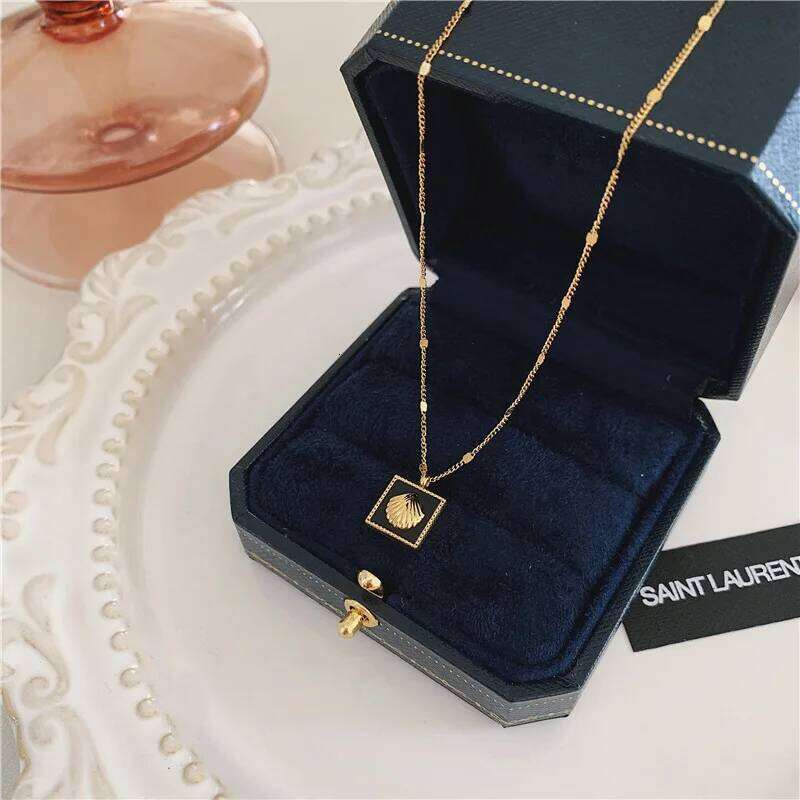 Ramos Stainless Steel Shell for Women High Quality Metal 18 K Square Collar Necklace Jewelry Bijoux Femme Gift New H260312