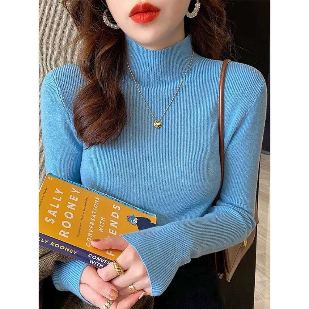 ZJAISS 2026 New Turtleneck Fashion Stretch Tops Women Pullovers Long Sleeve Bottoming Knitted Sweater Z260313