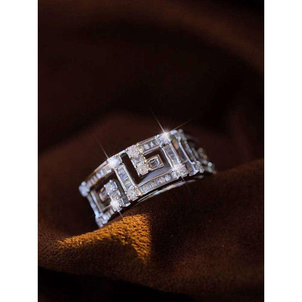 925 Sterling Silver Zircon Sparkle Carbonite Maze Rings For Women Engagement Anniversary High Quality Fine Jewelry H260312