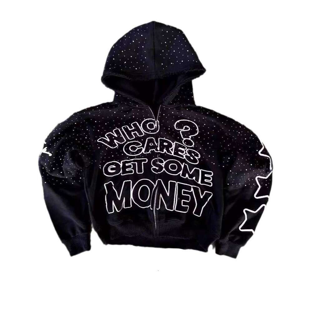 Y2K trendy American letter pattern loose casual hooded zipper retro hoodie fashionable jacket Z260315