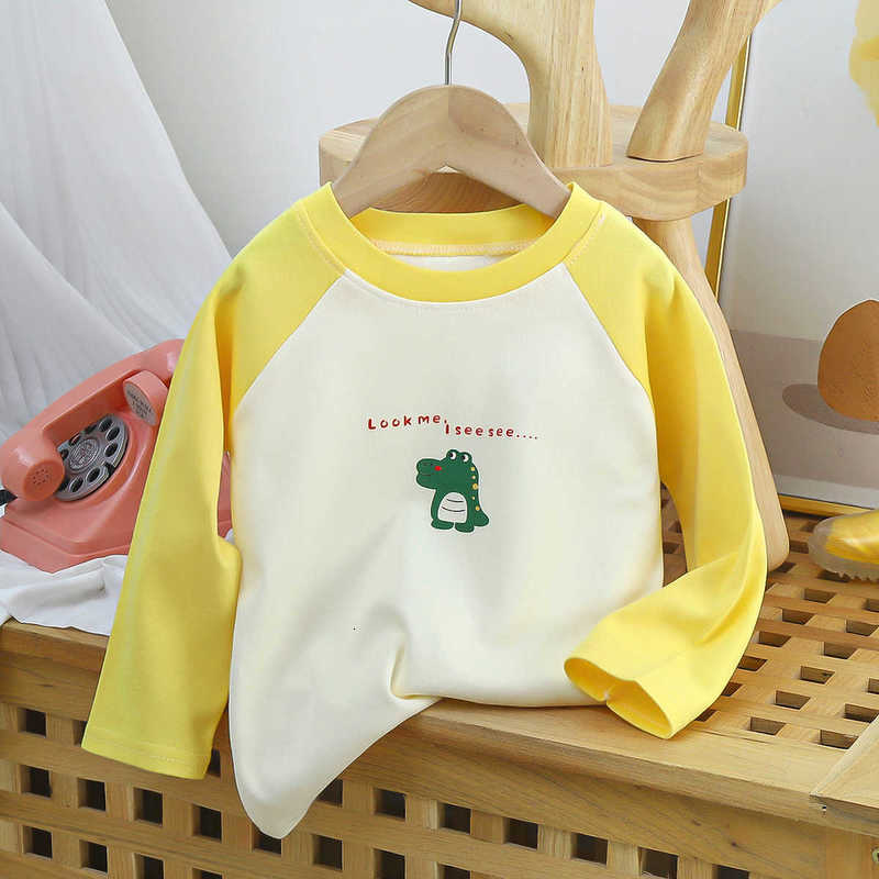 T-shirts Children's Long Sleeve T-Shirt Pure Cotton New Baby Base Shirt Knitted Top Boys' Autumn Clothes Korean Style Year Old Kids' Cl