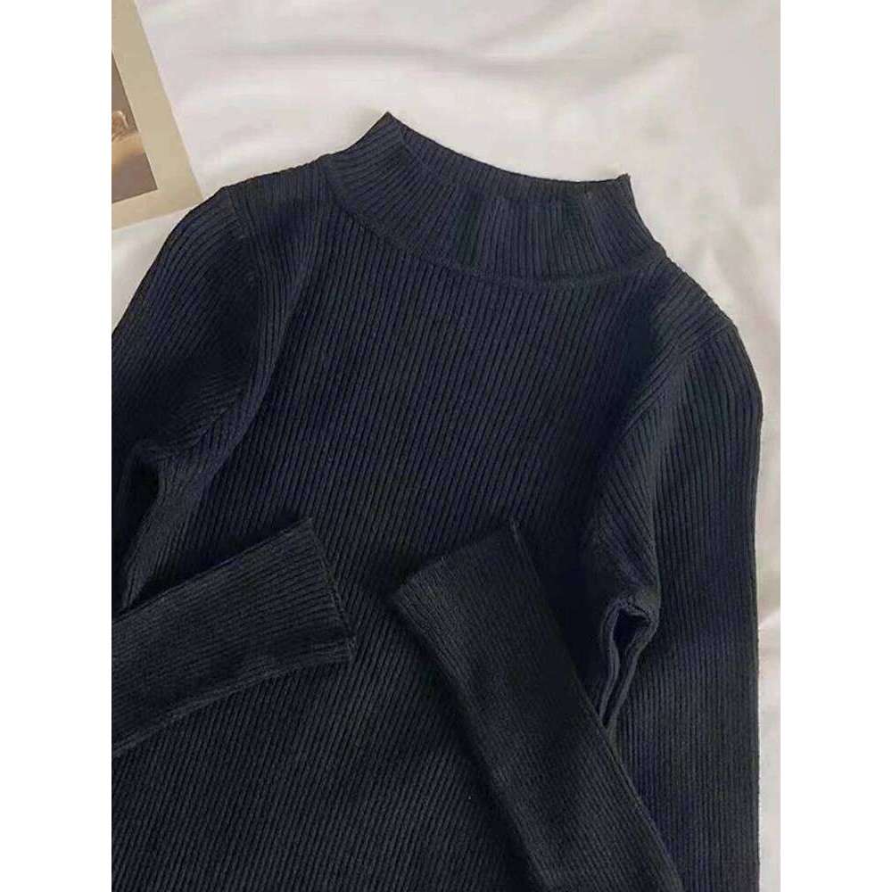 Turtleneck Women Autumn Winter Pullover Sweater Basic Casual Slim Stretch Soft Ribbed Knitted Top Woman Sweaters 2025 Z260313