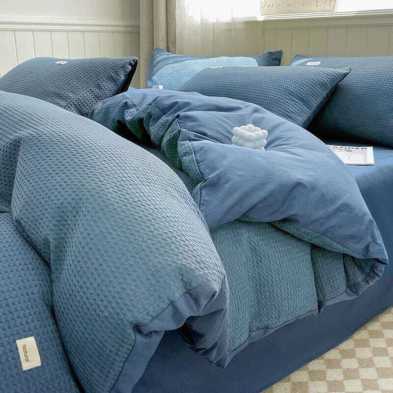 Linen Duvet Comforter Sheets Single Washed Cotton Quilt Cover 150x200 Bed Sheet Three-piece Four-piece Set H260312 - view 4