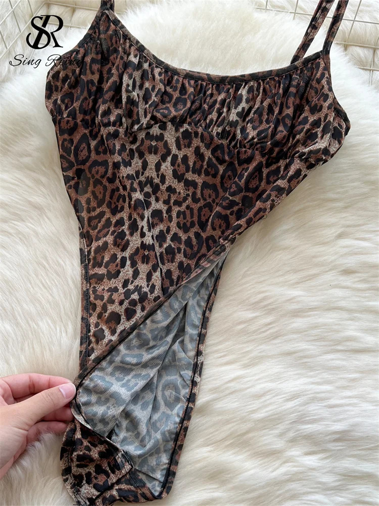 SINGREINY 2026 est Leopard 2pcs Suits Women Sexy Strap TopsElastic Waist Flared Pants American Ins Fashion sweet Sets 260309