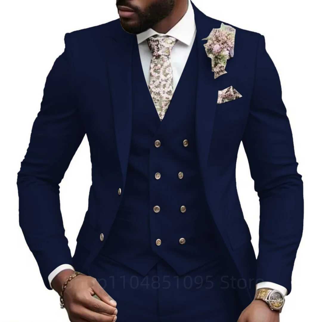 Casual Jacket Vest Pants 3Pcs Elegant Pink Wedding Suits for Men Slim Fit Notch Lapel Blazer Best Man Groom Suit Male Tuxedo Set M260313