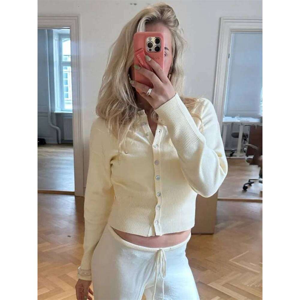 Tossy Casual Knit For Women Long Sleeve Ribbed Patchwork Slim Elegant Loose Cropped Top Female Knitwear Cardigan Z260314