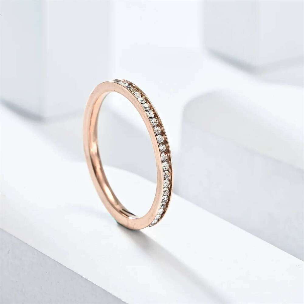 Unisex 2mm Stainless Steel Men Women Statement Cubic Zircon Rings Gold Silver Color US size 5 6 7 8 9 10 11 H260312