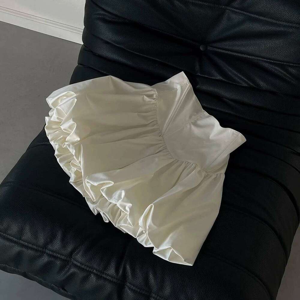 Women Summer Kawaii Bubble Casual Solid Color High Waist Mini Skirts for Beach Vacation Club Streetwear Aesthetic Clothes Z260314