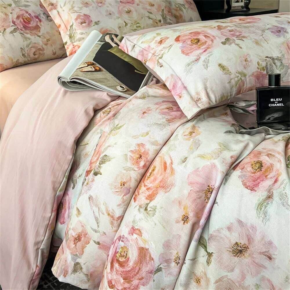 Flower Printed Bedding Soft Bedroom Decor Comforter Duvet Cover Pillowcase Bed Sheet Washed Cotton Four Piece Set H260311 H260312 - view 7