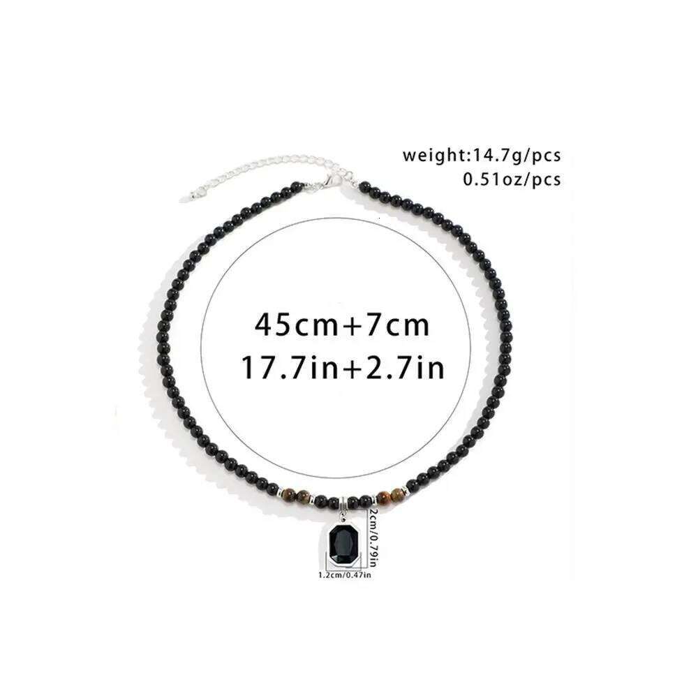 Ethnic Men Retro New Chinese Style Hand Rope Black Crystal Necklace Jewelry Accessories Handmade H260312