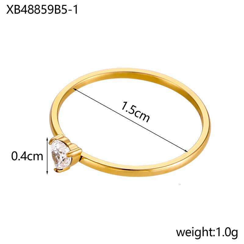 CARLIDANA Birthstone for Women Birthday Gifts Jewelry Gold Plated Stainless Steel Months Peach Heart Zircon Rings H260312