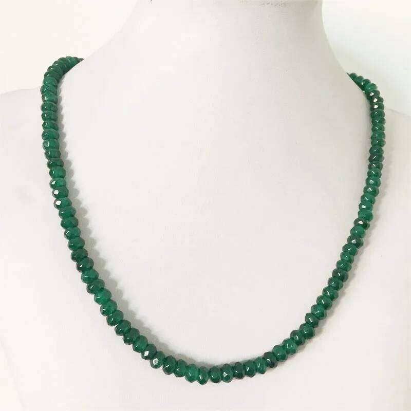 4*6MM Faceted Green Emerald Jade Necklace for Women Natural Stone Bead Choker Collares Abacus Gift Jewelry H260312