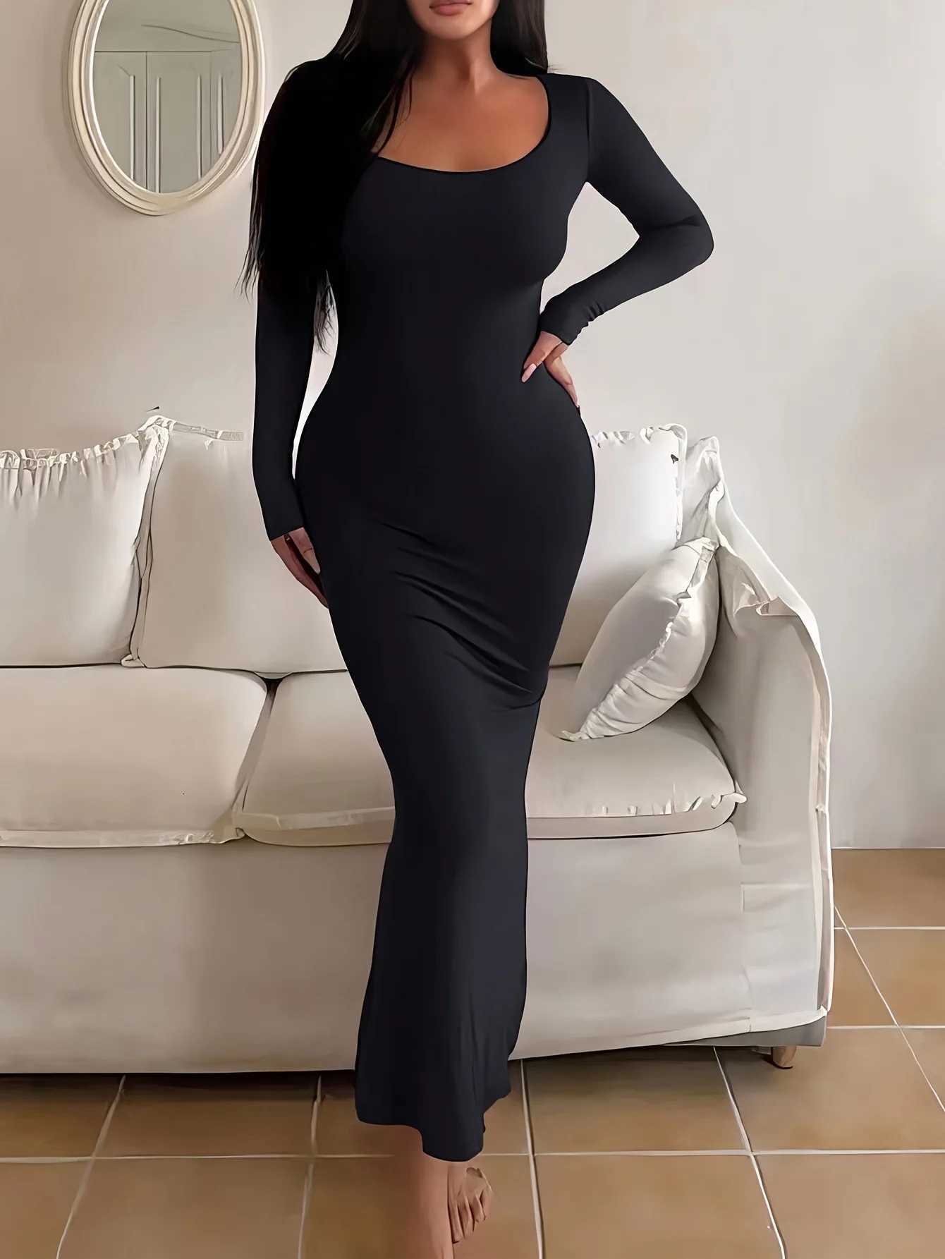 2025 Long sleeves Sexy Maxi Dress Spring Women Party Y2K Concise Tight fishtail skirt Elegant Dresses Female ClothingT260316